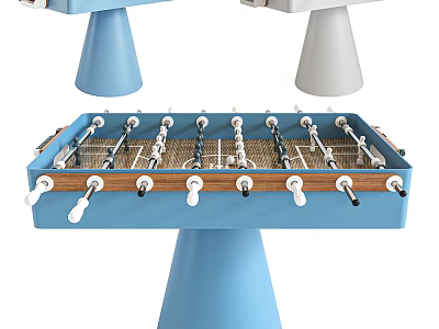 Table Football Play Equipment with Blue Base Wooden White Handles for Indoor Children Game Room 3d model