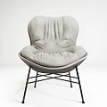 Gray Plush Accent Chair With Soft Cushion And Black Metal Legs Modern Design