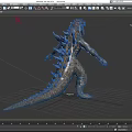 Fierce Mythical Reptile With Sharp Teeth Spiked Back Muscular Limbs And Long Tail Standing