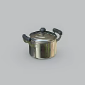 Stainless Steel Cooking Pot With Lid And Two Black Handles For Home Use