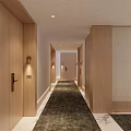 Elegant Modern Hotel Corridor Design With Wooden Doors Warm Lighting And Luxury Carpet