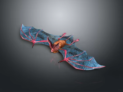 Bat Inspired Game And Movie Character Featuring Blue Pink Wings And Intricate Design 3d model