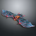 Bat Inspired Game And Movie Character Featuring Blue Pink Wings And Intricate Design