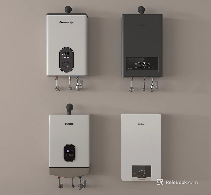 Wall Mounted Gas Water Heaters With Digital Display And Temperature Control 3d model 