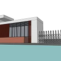 Modern School Gate Guard Room School Entrance Factory Gate 3d model