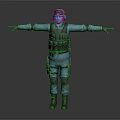 Military Tactical Character In Blue Uniform With Black Vest Helmet And Outstretched Arms