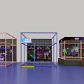 Interactive Gaming Amusement Equipment With Pink Blue Brown Metal Mesh Fences Colorful Lights And Patterns
