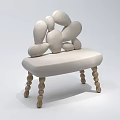 Modern Beige Abstract Sofa With Fabric Upholstery Unique Irregular Backrest And Wooden Cylindrical Legs