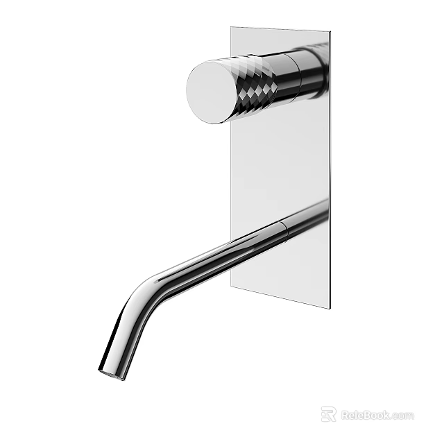 Modern Stainless Steel Faucet Featuring Sleek Curved Spout and Wall Mount Design 3d model 