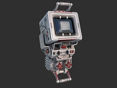 Futuristic Mechanical Device With Metallic Structure Screen Display And Control Buttons 3d model
