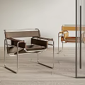 Modern Leisure Chairs With Leather Upholstery And Metal Frames In Minimalist Interior