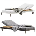 Modern Lounge Chair With Adjustable Backrest Cushions Blanket And Wooden Tray