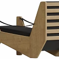 Modern Geometric Leisure Chair With Wooden Frame Upholstered Cushion And Rope Accents
