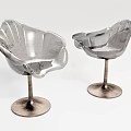 Modern Silver Shell Shaped Massage Chairs With Metal Base And Ergonomic Design 3d model