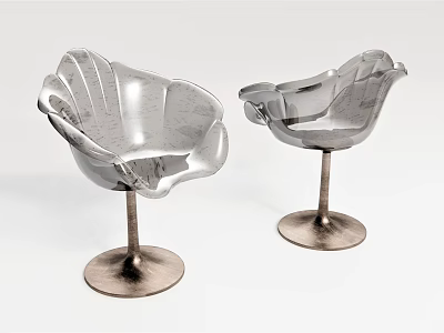 Modern Silver Shell Shaped Massage Chairs With Metal Base And Ergonomic Design 3d model