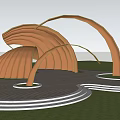 Landscape sketch pavilion gallery viewing platform park node 3d model