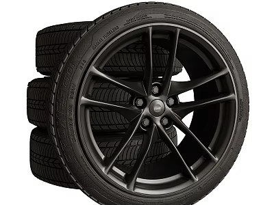 High Quality Stacked Car Tires With Black Alloy Rims And Tread Patterns 3d model