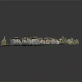 Natural Landscape Component Model With Stones Grass And Small Shrubs 3d model