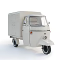 White Utility Vehicle with Open Shelves Display Cabinets and Cargo Compartment Design