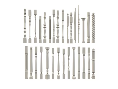 Various Decorative Baluster Designs With Different Styles And Ornate Details 3d model