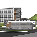 Modern Architectural Complex With Green Hillside And Rooftop Gardens Design