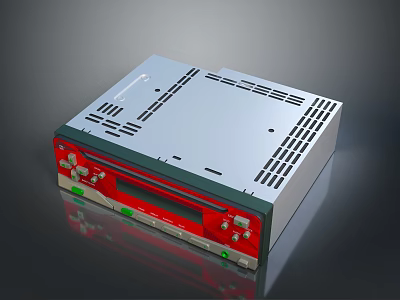 Industrial Electronic Equipment Featuring Silver Top Red Front Panel Heat Vents Display And Buttons 3d model