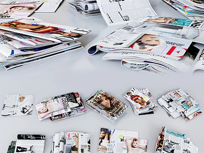 Stylish Books And Magazines Collection With Colorful Covers Open Pages And Stacked Design 3d model