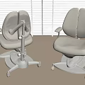 Two Modern Comfortable Children's Chairs With Armrests And Wheels For Indoor Use 3d model