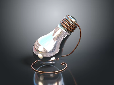 Innovative Electronic Appliance Light Bulb With Copper Coil And Transparent Glass Design 3d model