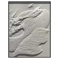 Modern Textured Wall Decor With 3D Wave Patterns In Neutral Tones And Black Frame 3d model