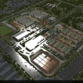 Modern School Buildings On Campus With Sports Field Green Areas Surrounded By Trees
