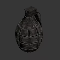 Military Metal Grenade With Diamond Pattern Fuse And Pull Ring Design 3d model