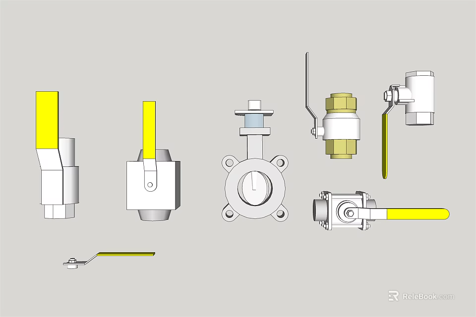Durable Professional Hardware Tools Including Ball Valves Gate Valves Wrenches And Fittings 3d model 