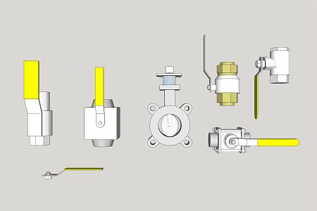 modern mechanical parts pipe parts 3d model