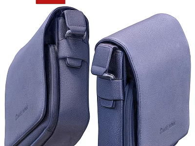 Blue Leather David Jones Shoulder Bags With Zipper Closure And Adjustable Straps 3d model