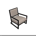 Modern Accent Chair With Black Frame And Beige Fabric For Modern Living Space