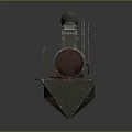Old Fashioned Green Cannon With Metal Barrel And Carriage On Dark Background