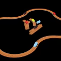 Building Blocks Wooden Track Play Set With Colorful Mini Cars And Curved Rails For Kids