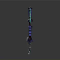 Fantasy Blue Green Dragon Themed Warhammer With Glowing Crystal Accents And Long Handle