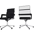 Two Modern Office Chairs Featuring Black Leather And Transparent Backrest With Metal Base And Wheels