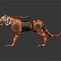 Detailed Orange Mechanical Tiger With Robotic Metal Structure And Armor Design Features 3d model