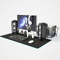 Modern Computer Desktop Computer Host Monitor Audio Headset 3d model