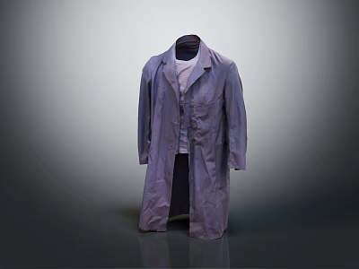 Purple Long Open Front Coat With Light Inner Layer And Classic Design 3d model