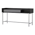 Minimalist Modern Desk With Wooden Tabletop Metal Legs And Drawer Storage Space