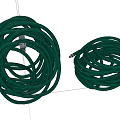 Green Garden Hoses Coiled In Two Rolls For Outdoor Watering Applications