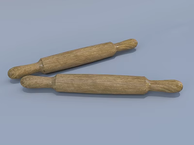 Two Wooden Rolling Pins Essential Kitchen Tools for Baking and Dough Rolling 3d model