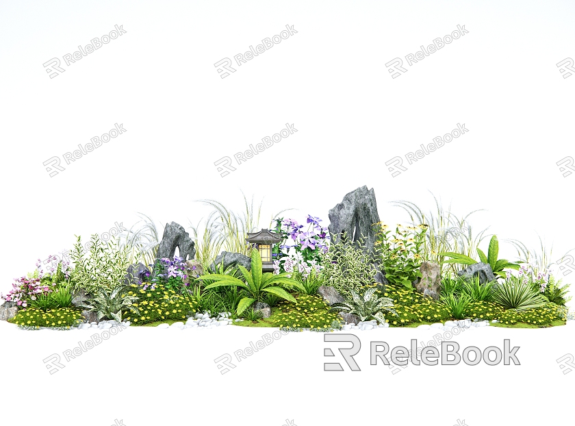 Plant combination flowers and plants group courtyard plants plant landscaping courtyard flowers and plants model