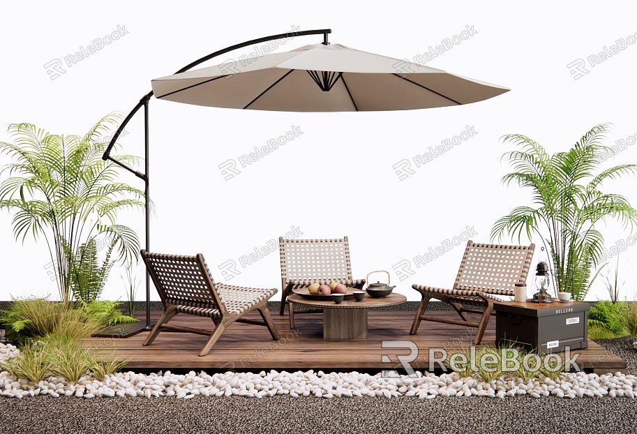 Modern Outdoor Table and Chair Outdoor Chair Camping Table and Chair Plant Landscape Flowers and Plants model