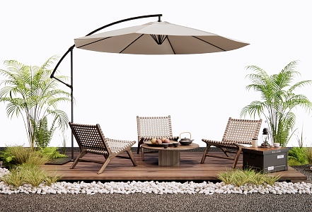 Modern Outdoor Table and Chair Outdoor Chair Camping Table and Chair Plant Landscape Flowers and Plants 3d model