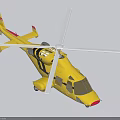 Yellow Helicopter Model With White Rotors Red Accents And Detailed Cockpit Design